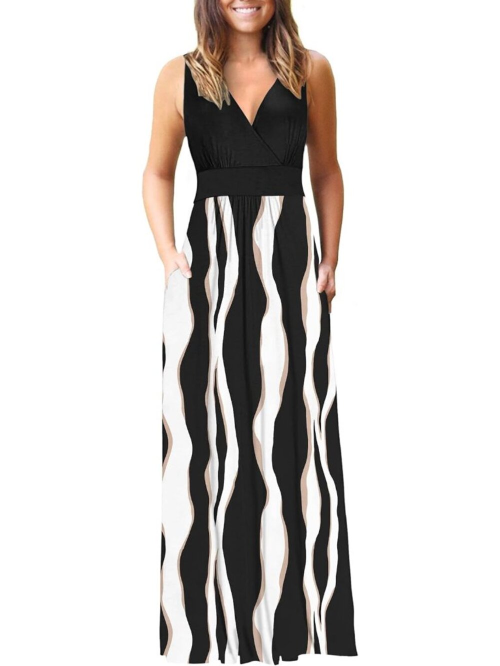 Women's Irregular Straps Sleeveless Formal V Neck Loose Cocktail Long Maxi Dress
